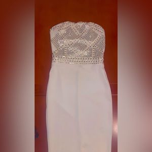 White and gold sequin dress
